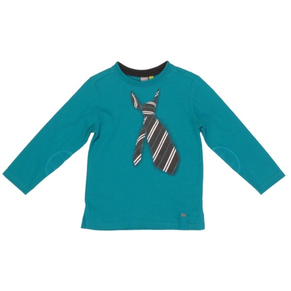 Petit Lem Green Long Sleeve Tee with Tie Graphic